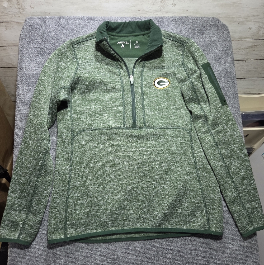 Antigua Green Bay Packers 1/4 Zip Pullover Medium‎ Green NFL Fleece Jacket